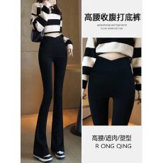 批发微喇叭裤子女高腰显瘦2025新款马蹄裤<b class='q'>春</b>秋垂感小个黑色外穿打底裤