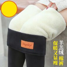 批发特厚700克羊羔绒打底裤<b class='q'>冬</b>季加绒加厚棉裤女外穿高腰一体裤保暖裤