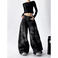 批发2025秋季新款韩版宽松显瘦百搭<b class='q'>休闲裤</b>女高腰直筒阔腿长裤子潮