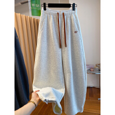 批发原版做工 加绒弯刀卫<b class='q'>裤</b>女秋冬2025<b class='q'>新款</b>宽松刺绣抽绳束脚<b class='q'>裤</b>