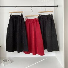 批发600克毛呢面料 氛围闪闪拼接茧型花苞毛呢<b class='q'>中裙</b>女高腰蓬蓬<b class='q'>半身</b>裙