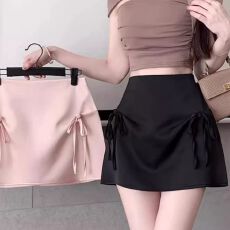 批发A字裙短裙秋冬女款新款高腰缎面半身裙包臀裙裙子半裙<b class='q'>裤</b>裙