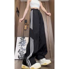 批发条纹裤子女夏季薄款潮流美式复古宽松三条杠直筒阔腿休闲<b class='q'>长裤</b><b class='q'>男</b>