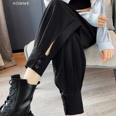 批发冰丝束脚工装裤女夏季2026薄款大码休闲九分运动裤宽松显瘦<b class='q'>哈伦</b>裤