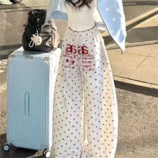 美式星星刺绣字母宽松阔腿女hiphop休闲裤百搭卫裤