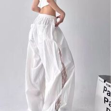 批发春<b class='q'>秋</b>款ins网红复古美式甜酷波点印花阔腿宽松休闲裤