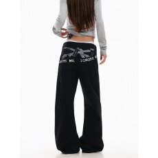 港风潮男女夏季款2026个性字母牛仔裤嘻哈ins潮高街潮流痞帅长裤