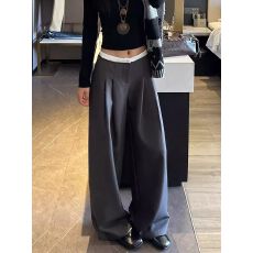 批发黑色<b class='q'>西装裤</b><b class='q'>女</b>春秋2026新款老钱风高腰垂坠感质感直筒休闲阔腿裤<b class='q'>夏</b>