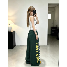 批发美式复古字母印花抽绳<b class='q'>休闲裤</b>女宽松阔腿jazz舞蹈直筒长裤子女