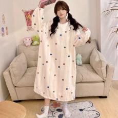 批发量大价优25年冬季法兰绒加厚连衣裙睡裙直播高品中长款睡裙家居