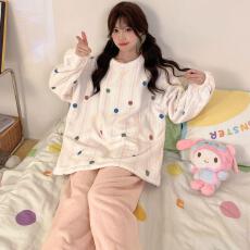 批发量大价优25年冬季法兰绒加厚<b class='q'>睡衣</b>女套装直播高品家居圆领卡通