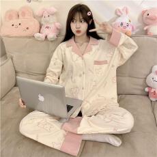 批发量大价优25年秋季仿棉华夫格双长开衫<b class='q'>睡衣</b>女套装网红爆款直播高品