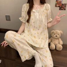 量大价优26年夏季皱布云朵棉短袖长裤少女直播高品可外穿