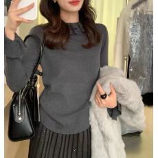 批发花边荷叶领打底衫内搭木耳边针织<b class='q'>上衣</b>女冬季新款气质修身短款小衫