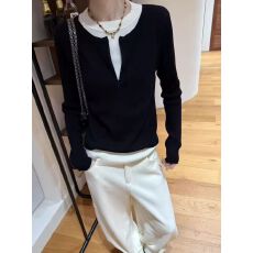 批发撞色拼接假两件长袖针织打底衫女秋冬设计感小众内搭独特漂亮<b class='q'>上衣</b>