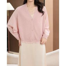 批发蝙蝠袖上衣<b class='q'>女</b>春季薄款外搭针织<b class='q'>开衫</b>2026新款宽松显瘦短款修身外套