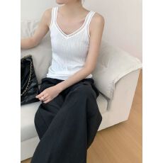 批发配<b class='q'>西装外套</b>里面的内搭打底小衫修身针织无袖性感短款吊带背心女薄