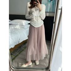 批发法式网纱百褶<b class='q'>半身裙</b>女夏季2026新款高腰遮胯小众a字中长款鱼尾裙