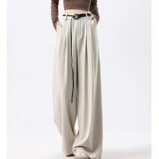 批发2026<b class='q'>春</b>季新款阔腿直筒休闲西装垂坠感高级高腰显瘦宽松拖地长裤女