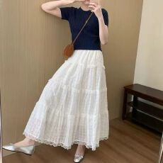 批发甜美韩系钩花层层蛋糕半裙2026春季新款百搭高腰显瘦半身裙伞裙女