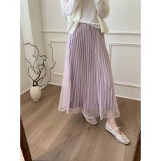 批发2026年早春季新款韩系中<b class='q'>长款</b>网纱垂感长裙鱼尾百褶裙A字<b class='q'>半身裙</b>子