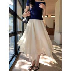 批发法式温柔风高腰显瘦不规则裙摆半身长裙2026年春季新款气质中裙子