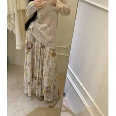 批发<b class='q'>复古</b>花卉a字半身裙女2026新款夏季显瘦高腰半裙百褶裙半身<b class='q'>长裙女</b>