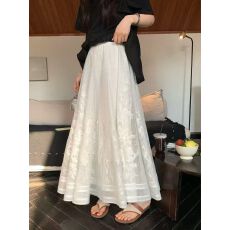 白色镂空蕾丝半身裙女长裙子2026夏季新款松紧腰遮胯大裙摆a字裙