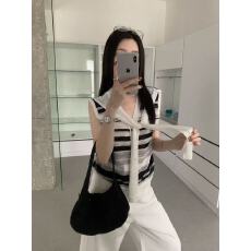 批发韩版设计感条纹撞色无袖T恤女2026夏季新款时髦漂亮显瘦<b class='q'>百搭</b>上衣