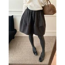 批发韩系波点毛呢<b class='q'>半身裙</b><b class='q'>女</b>秋季复古花苞裙高腰显瘦百搭蓬蓬a字短裙子