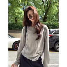 批发灰色冰丝长袖防晒T恤女<b class='q'>夏</b>季韩系慵懒松弛感巨好看的罩衫薄纱上衣