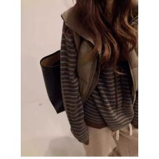 批发慵懒风条纹加厚连帽毛衣外套女秋冬针织衫卫衣