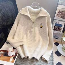 批发韩系翻领<b class='q'>针织</b><b class='q'>开衫</b>女2025春秋新款慵懒风宽松拉链毛衣外套长袖上衣