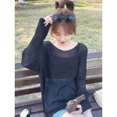 批发<b class='q'>毛衣</b>女2026新款春夏纯色圆领针织镂空高级感显瘦百搭套头上衣