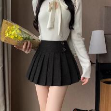 批发2026年新款高腰防走光<b class='q'>百褶</b><b class='q'>半身裙</b>女春装韩版复古小个子a字短裙子