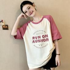 批发美式正肩高级感t恤女oversize甜辣风上衣超火cec夏季宽松休闲短袖