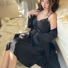 批发<b class='q'>春</b>夏款性感睡衣女吊带睡裙睡袍两件套装冰丝长裙长袍带胸垫家居服