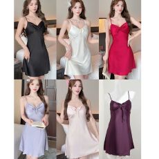 批发实拍夏季性感睡衣女冰丝吊带睡裙纯色轻奢高级感带胸垫家居服纯欲