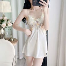 批发网图性感睡衣女冰丝吊带睡裙<b class='q'>蕾丝</b>美背高级感轻奢风带胸垫家居服