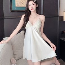 批发实拍性感睡衣女<b class='q'>夏</b>冰丝吊带睡裙蕾丝花边带胸垫高级感轻奢风家居服