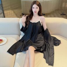 批发性感睡衣女冰丝<b class='q'>吊带</b><b class='q'>睡裙</b>睡袍两件套带胸垫美背高级感纯欲风家居服