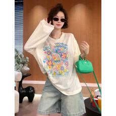 批发可爱休闲风花朵涂鸦印花长袖T恤女夏季新款宽松百搭<b class='q'>防晒</b>罩衫上衣