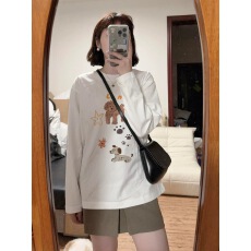 批发美式复古纯棉长袖t恤女春夏2026学生<b class='q'>宽松</b>慵懒风内搭<b class='q'>打底衫</b>上衣服