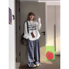 批发夏季套头精梳棉长袖T恤女宽松字母<b class='q'>中长款</b>设计感<b class='q'>打底衫</b>上衣ins