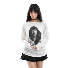批发美式<b class='q'>防晒</b>插肩长袖T恤女复古人像印花百搭休闲上衣