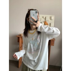 批发韩版涂鸦小象印花微透<b class='q'>防晒</b>罩衫女2026夏季新款显瘦长袖t恤