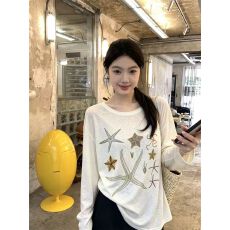 美式复古重工烫钻海星长袖防晒T恤女夏季薄款外搭轻薄空调衫上衣