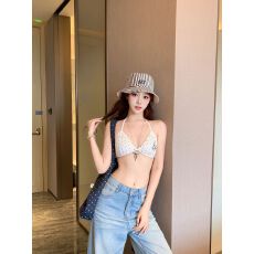批发女士印花波点比基尼女分体式三角杯绑带泳衣辣妹<b class='q'>文胸</b>内搭运动内衣