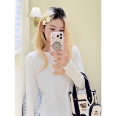 批发韩系ins小众<b class='q'>可爱</b>小熊卡通印花百搭显瘦短款内搭打底长袖T恤上衣女