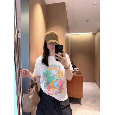 批发小众设计时髦个性椰林彩虹抽象印花短袖上衣女2026春夏季新款